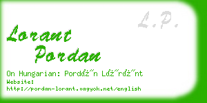 lorant pordan business card